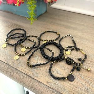 Black 10 Bracelet Stack